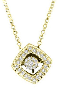 ESTATE .10CT DIAMOND 14KT YELLOW GOLD 3D CLUSTER SQUARE FLOATING PENDANT