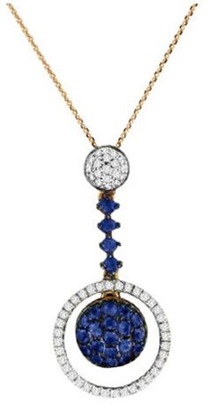 .55CT DIAMOND & AAA SAPPHIRE 14K WHITE ROSE GOLD CIRCLE OF LIFE FLOATING PENDANT