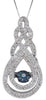 .25CT WHITE & BLUE DIAMOND 14KT WHITE GOLD CLUSTER TEAR DROP FLOATING PENDANT