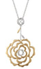 ESTATE .07CT DIAMOND 14KT WHITE & ROSE GOLD CLASSIC FLOWER ROSE FLOATING PENDANT