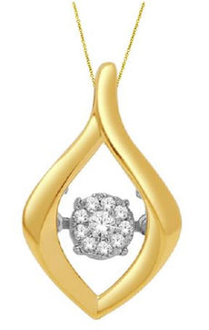 ESTATE .10CT DIAMOND 14KT YELLOW GOLD 3D FLOWER TEAR DROP FLOATING PENDANT