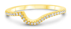 ESTATE .14CT DIAMOND 14KT YELLOW GOLD 3D CLASSIC V SHAPE WAVE ANNIVERSARY RING