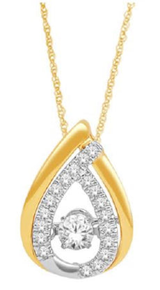 .20CT DIAMOND 14K 2 TONE GOLD SOLITAIRE SEMI INFINITY TEAR DROP FLOATING PENDANT