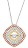 ESTATE .50CT DIAMOND 14KT TRI COLOR GOLD 3D SOLITAIRE SQUARE FLOATING PENDANT