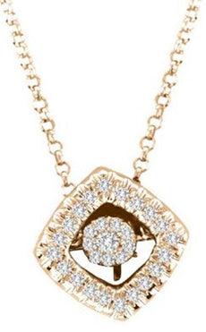 ESTATE .10CT DIAMOND 14KT ROSE GOLD 3D CLUSTER SQUARE FLOATING PENDANT