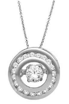 .25CT DIAMOND 14KT WHITE GOLD 3D CLASSIC SOLITAIRE HALO CHANNEL FLOATING PENDANT
