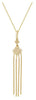 ESTATE .14CT DIAMOND 14KT YELLOW GOLD 3D FLOWER CHANDELIER LARIAT FUN PENDANT