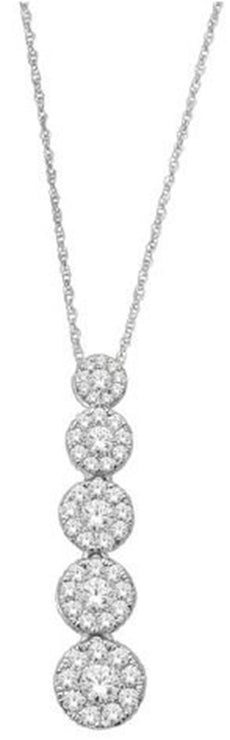 .50CT DIAMOND 14KT WHITE GOLD 3D CLASSIC FLOWER JOURNEY CLUSTER FLOATING PENDANT