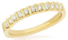 ESTATE .33CT DIAMOND 14KT YELLOW GOLD 3D ROUND SEMI CHANNEL ANNIVERSARY RING