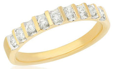 .34CT DIAMOND 14KT YELLOW GOLD 3D ROUND SEMI CHANNEL CLASSIC ANNIVERSARY RING