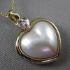 ESTATE DIAMOND & PEARL 14KT TWO TONE GOLD 3D DOUBLE HEART FLOATING PENDANT 24081