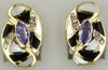 .91CT DIAMOND & AAA TANZANITE ONYX & MOTHER OF PEARL 14KT YELLOW GOLD EARRINGS