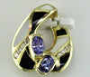 .60CT DIAMOND & AAA TANZANITE & ONYX 14KT YELLOW GOLD 3D TEAR DROP FUN PENDANT