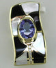 1.32CT DIAMOND AAA TANZANITE & MOTHER OF PEARL 14KT YELLOW GOLD 3D SLIDE PENDANT