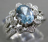 ANTIQUE WIDE 1.44CT DIAMOND & AQUAMARINE 14KT WHITE GOLD 3D COCKTAIL RING #21785