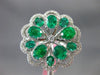 ESTATE LARGE 3.12CT DIAMOND & AAA EMERALD 18KT WHITE GOLD 3D FLOWER LOVE RING