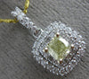 ESTATE .79CT WHITE & FANCY YELLOW DIAMOND 18K 2 TONE GOLD 3D DOUBLE HALO PENDANT