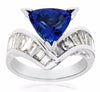 ESTATE 3.85CT DIAMOND & AAA TANZANITE 14K WHITE GOLD 3D TRILLION ENGAGEMENT RING