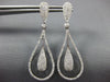 ESTATE LARGE 1.50CT DIAMOND 14K WHITE GOLD 3D TEAR DROP CLUSTER HANGING EARRINGS