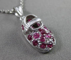 ESTATE .40CT AAA RUBY 14KT WHITE GOLD BABY SHOE PENDANT & CHAIN CUTE!!! #2857