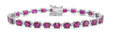 11.0CT DIAMOND & AAA RUBY 18KT WHITE GOLD CLASSIC OVAL & ROUND TENNIS BRACELET