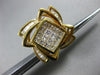 ESTATE MASSIVE 3.6CT DIAMOND 14KT YELLOW GOLD 3D FLOWER SQUARE CLIP ON EARRINGS