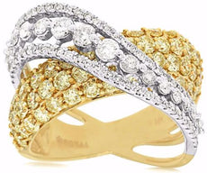 2.95CT WHITE & FANCY YELLOW DIAMOND 14K YELLOW GOLD MULTI ROW INFINITY LOVE RING
