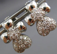 ESTATE .65CT DIAMOND 14K WHITE GOLD 3D CLASSIC PAVE HEART FLOWER EARRINGS #16559