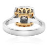 ESTATE 1.09CT WHITE & FANCY YELLOW DIAMOND 18KT 2 TONE GOLD HALO ENGAGEMENT RING