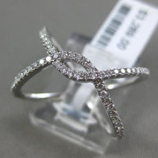 ESTATE WIDE .31CT DIAMOND 18KT WHITE GOLD 3D CRISS CROSS OPEN INFINITY LOVE RING