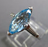 ESTATE 2.25CT DIAMOND & AAA BLUE TOPAZ 14K WHITE GOLD 3D 3 STONE ENGAGEMENT RING