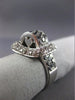 ESTATE WIDE 1CT WHITE & BLACK DIAMOND 14K WHITE GOLD 3D SQUARE HEART LOVE RING