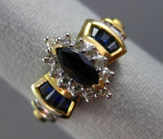 ESTATE .98CT DIAMOND & SAPPHIRE 14KT WHITE & YELLOW GOLD 3D HALO ENGAGEMENT RING