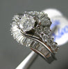 ESTATE WIDE 1.35CT ROUND & BAGUETTE DIAMOND 14K WHITE GOLD SWIRL ENGAGEMENT RING