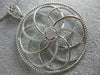 ESTATE LARGE .53CT DIAMOND 18KT WHITE GOLD 3D CIRCULAR FLOWER FILIGREE PENDANT