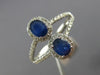 ESTATE WIDE 1.24CT DIAMOND & AAA SAPPHIRE 14K WHITE GOLD FLOWER ANNIVERSARY RING