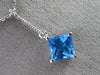 ESTATE 1.41CT DIAMOND & AAA BLUE TOPAZ 14K WHITE GOLD 3D SQUARE FLOATING PENDANT