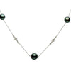 ESTATE .80CT DIAMOND & TAHITIAN PEARL 14K WHITE GOLD FLOWER BY THE YARD NECKLACE