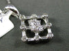 ESTATE .26CT DIAMOND ROUND & BAGUETTE 18KT WHITE GOLD 3D SQUARE FLOATING PENDANT