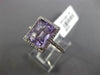 ESTATE LARGE 3.43CT DIAMOND & AAA AMETHYST 14K WHITE GOLD HALO ENGAGEMENT RING