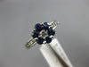 ESTATE 1.0CT DIAMOND & AAA SAPPHIRE 14KT WHITE GOLD 3D FLOWER CLUSTER LOVE RING