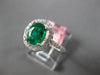 ESTATE WIDE 1.23CT DIAMOND & AAA EMERALD 18KT WHITE GOLD 3D HALO ENGAGEMENT RING