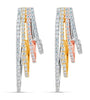 ESTATE LARGE 1.30CT DIAMOND 18KT TRI COLOR GOLD 3 ROW UMBRELLA HANGING EARRINGS
