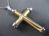 ESTATE LARGE 14KT WHITE & YELLOW GOLD 3D HANDCRAFTED SIMPLE CROSS PENDANT #24275