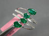 ESTATE WIDE 1.16CT DIAMOND & AAA EMERALD 18K WHITE GOLD 3D CRISS CROSS LOVE RING