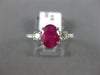 ESTATE LARGE 1.70CT DIAMOND & AAA RUBY 14K WHITE GOLD 3D CLASSIC ENGAGEMENT RING