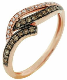 .23CT WHITE & CHOCOLATE FANCY DIAMOND 14KT ROSE GOLD 3 ROW CRISS CROSS LOVE RING