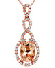 ESTATE LARGE 1.26CT DIAMOND & AAA MORGANITE 14KT ROSE GOLD INFINITY LOVE PENDANT