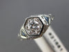 ANTIQUE .43CT DIAMOND & AAA SAPPHIRE 18KT WHITE GOLD 3D ENGAGEMENT RING #21681