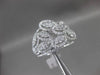 ANTIQUE WIDE 2.35CT DIAMOND 18KT WHITE GOLD 3D CLUSTER PAVE FLOWER COCKTAIL RING